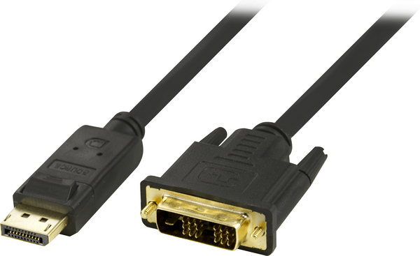 Deltaco DisplayPort &ndash; DVI-D - kabel, Single, 3 m, Svart