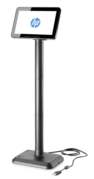 HP LCD Pole Display - Asiakasn&auml;ytt&ouml; - 7" - 1024 x 600 - 250 cd/m&sup2; - 700:1 - 30 ms - USB - HP musta - USB