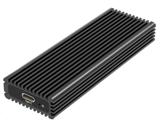 Externt M.2 SSD kabinett, USB 3.1, USB-C, 10Gbps, svart