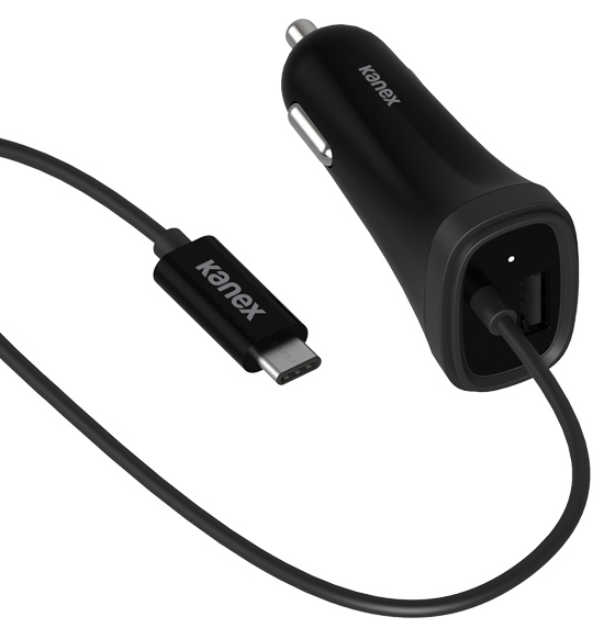 Kanex USB-C Car Charger, 1.2M, Black - Charge a USB-C device from your Car