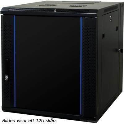 TOTEN, 19&quot; v&auml;ggsk&aring;p, 15U, 600x600, glasd&ouml;rr+bakd&ouml;rr, svart