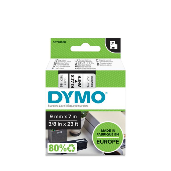 Tape D1 9mmx7m black/white