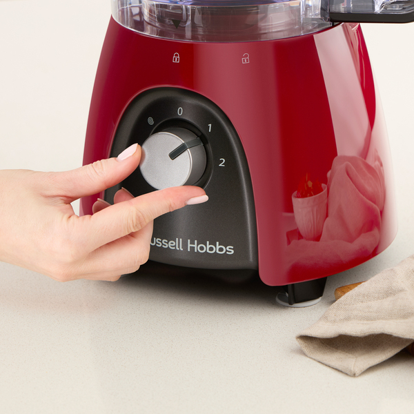 Russell Hobbs Desire Food Processor, 600 Watt, 2.3 Litre, 2 Speeds, Black/Red