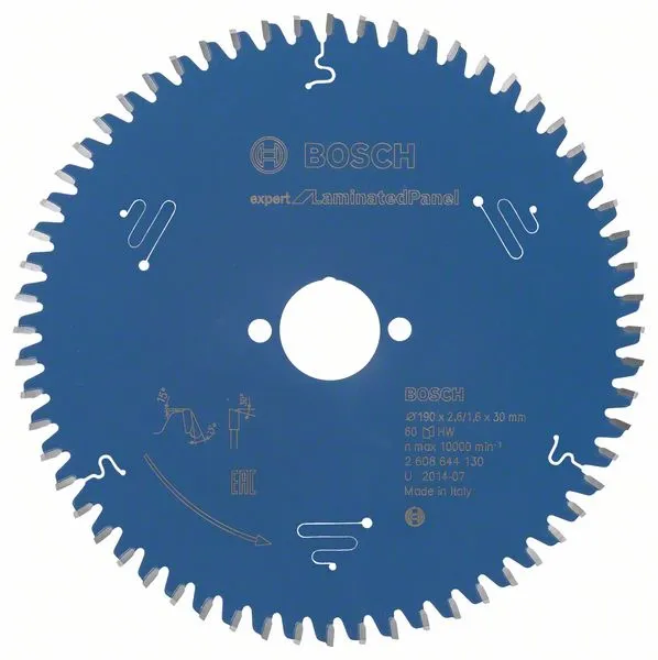 Bosch circular saw blade Expert for Laminated Panel, 190mm, 60Z (bore 30mm, for circular saws)