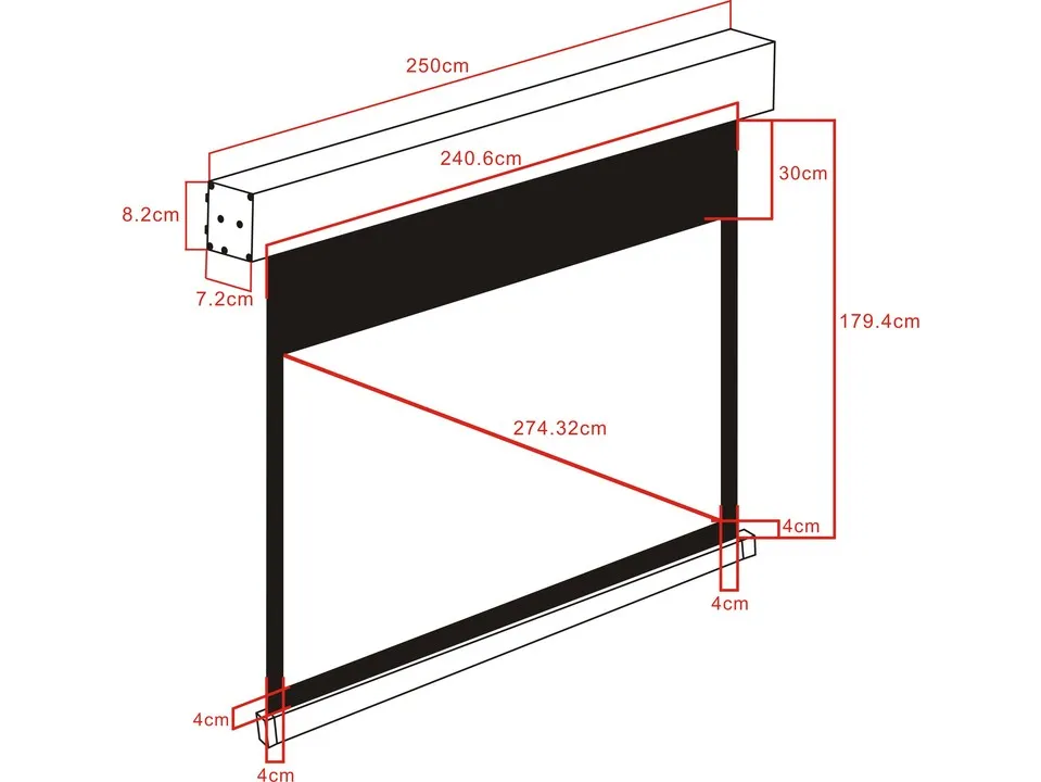 Multibrackets M Motorized Projection Screen Black Edition - Heijastusn&auml;ytt&ouml; - moottoroitu - 108 tuuma (274 cm) - 16:10 - Matte White - musta