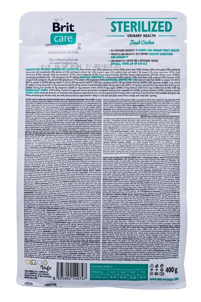 Brit Care Grain-Free Sterilized Urinary Health, Dry food for cats, Adult, 400g