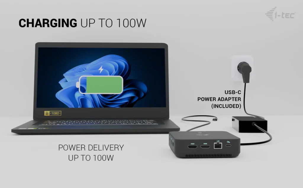 I-TEC USB-C DP Dual HDMI Docking Station, PD 100W + PSU 100W