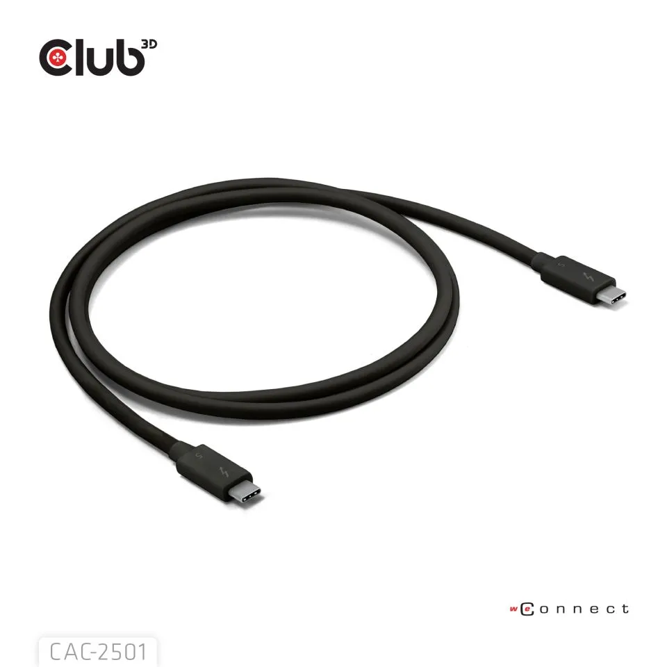 Club 3D Thunderbolt 5 8K240Hz 240W -kaapeli, Musta, 1m