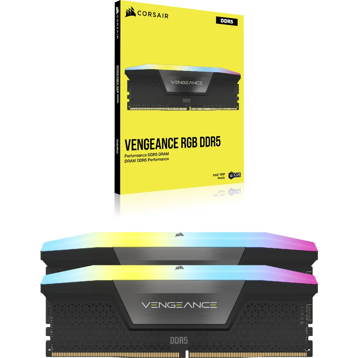 CORSAIR VENGEANCE RGB 96GB 2x48GB DDR5 5600MT/s DIMM Unbuffered 40-40-40-77 XMP 3.0 Black Heatspreader RGB LED 1.25V