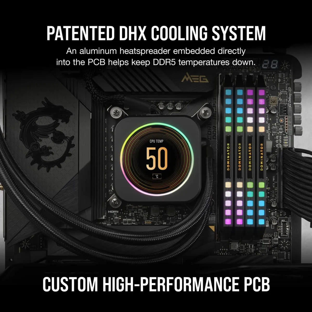 CORSAIR DOMINATOR PLATINUM RGB 32GB 2x16GB DDR5 7200MT/s DIMM Unbuffered 34-44-44-96 OC PMIC XMP 3.0 Black Heatspreader 1.45V Intel