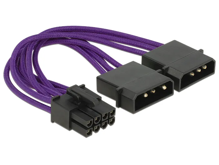 DeLOCK adapterkabel, 8-pin PCI-Express till 2x4-pin, 0,15m