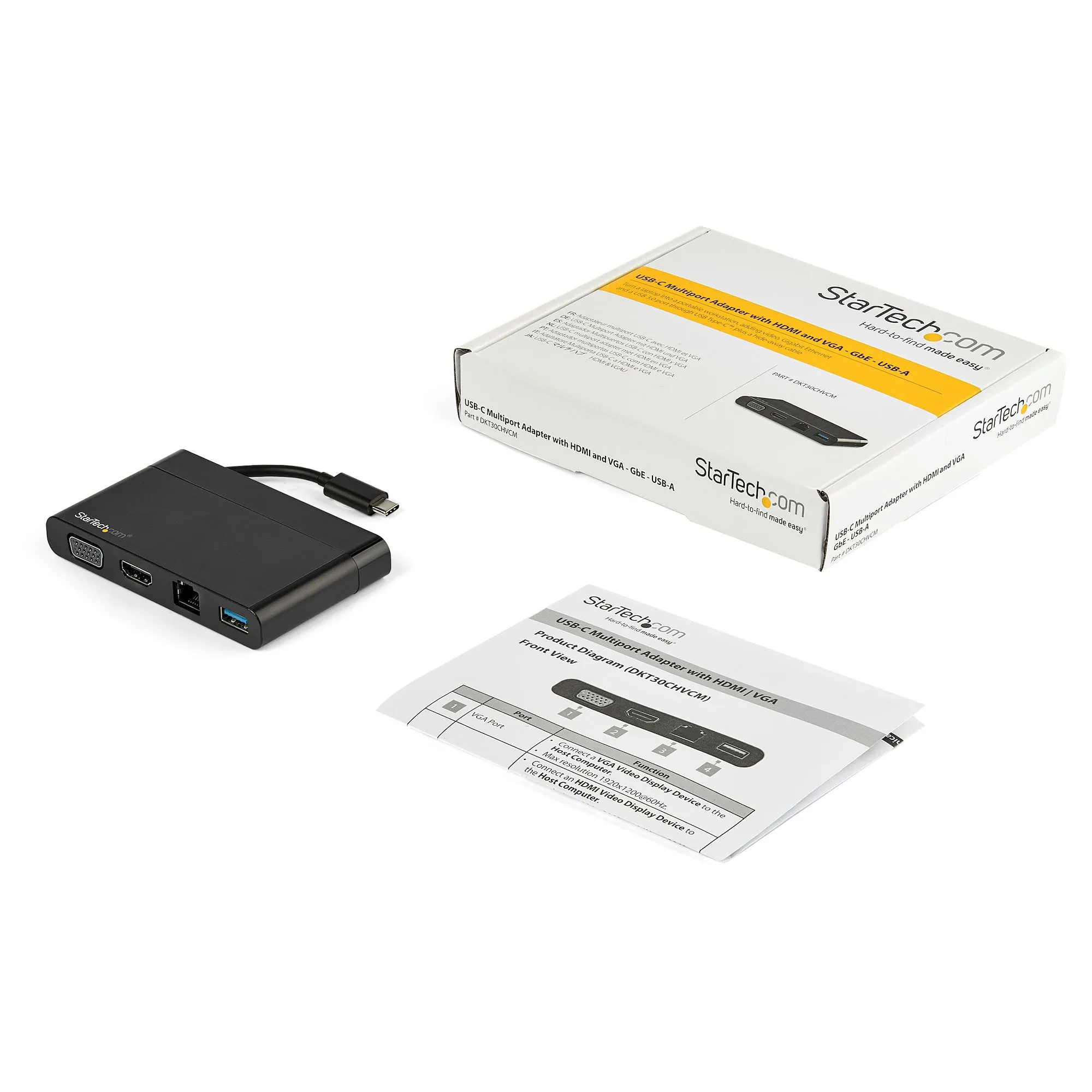 USB C Adapter - HDMI+VGA - 1xA - GbE