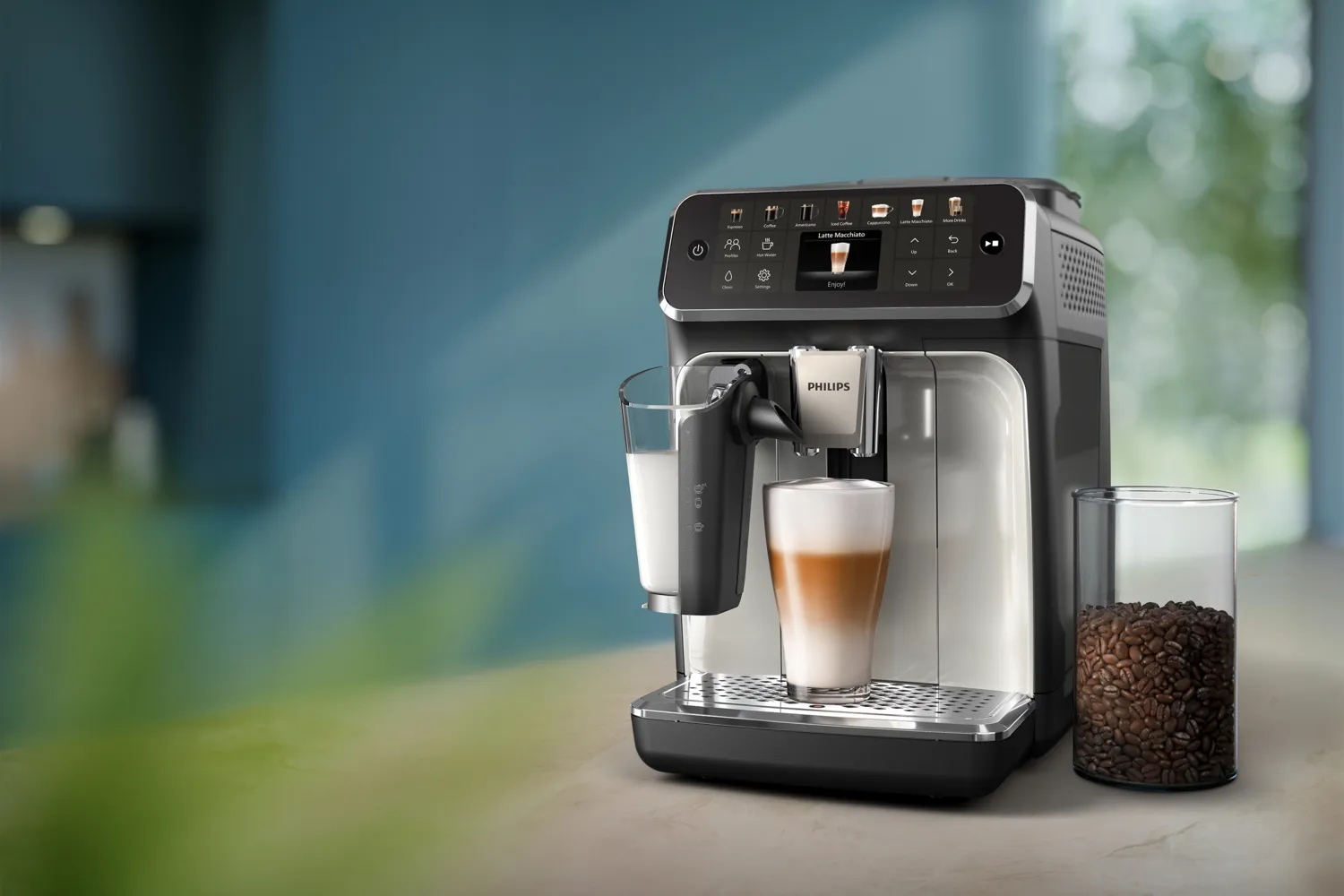 Philips Series 4400 EP4446 -espressokeitin, täysautomaattinen, musta, Hopea
