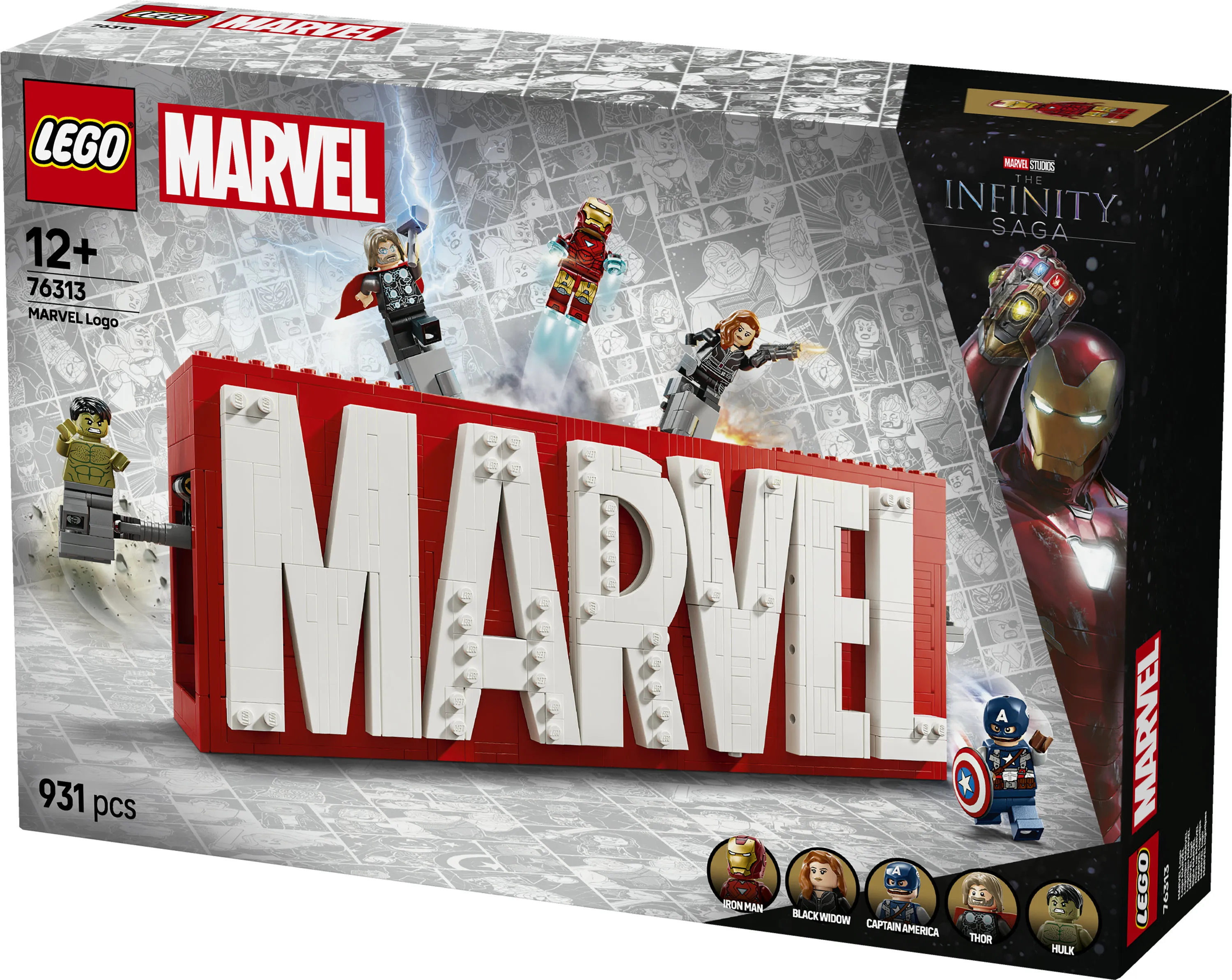 LEGO Marvel MARVEL logo and minifigures 76313