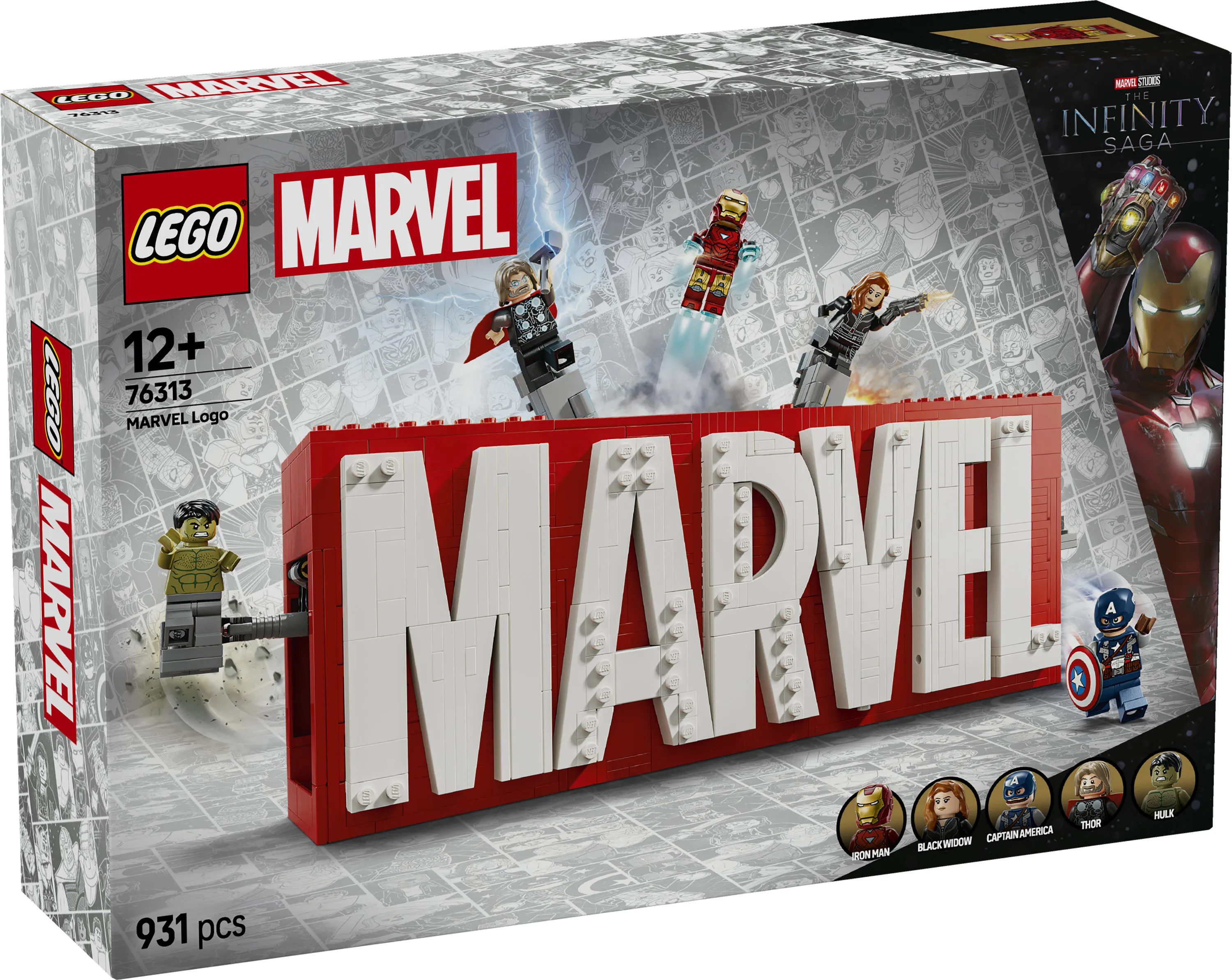LEGO Marvel MARVEL logo and minifigures 76313