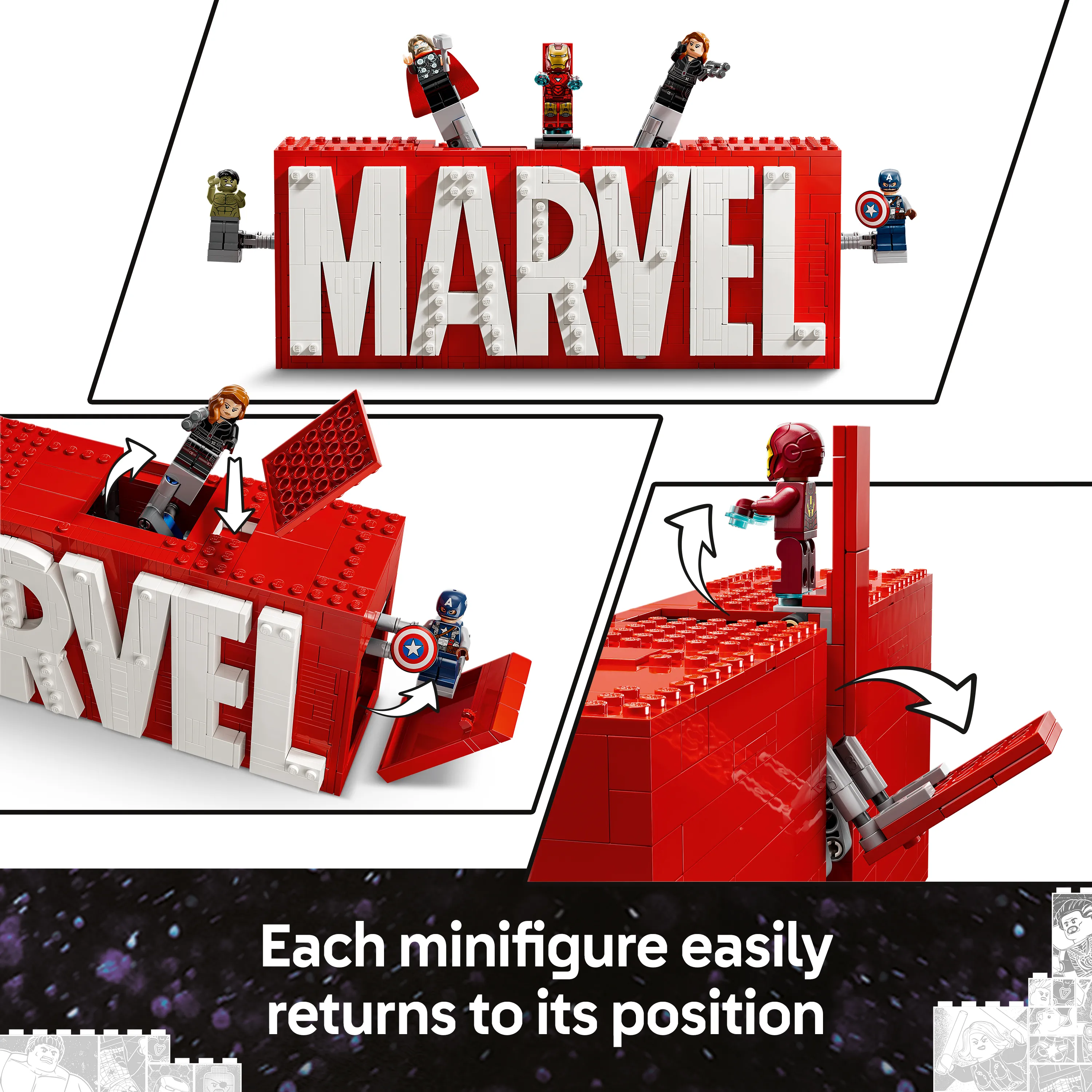 LEGO Marvel MARVEL logo and minifigures 76313