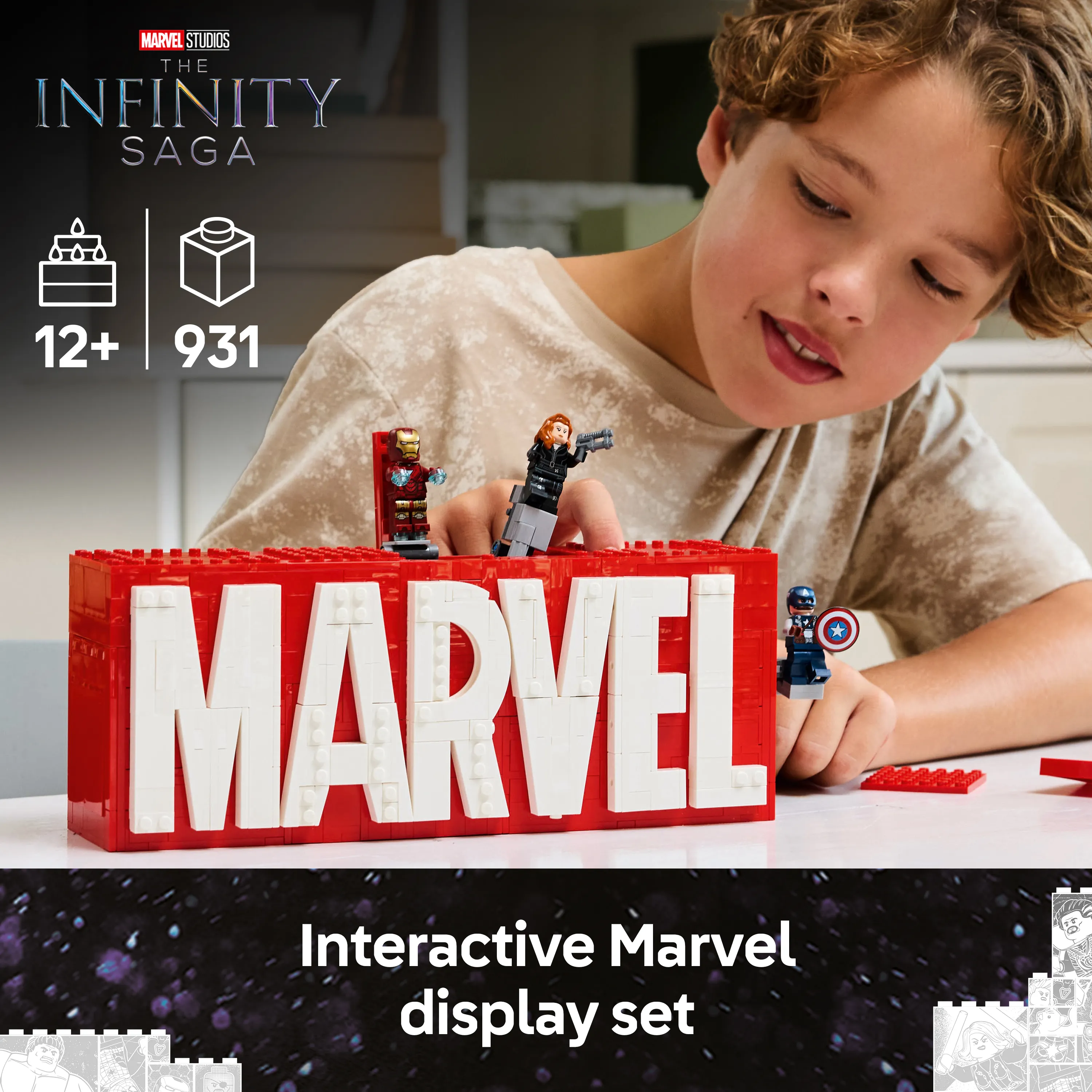 LEGO Marvel MARVEL logo and minifigures 76313
