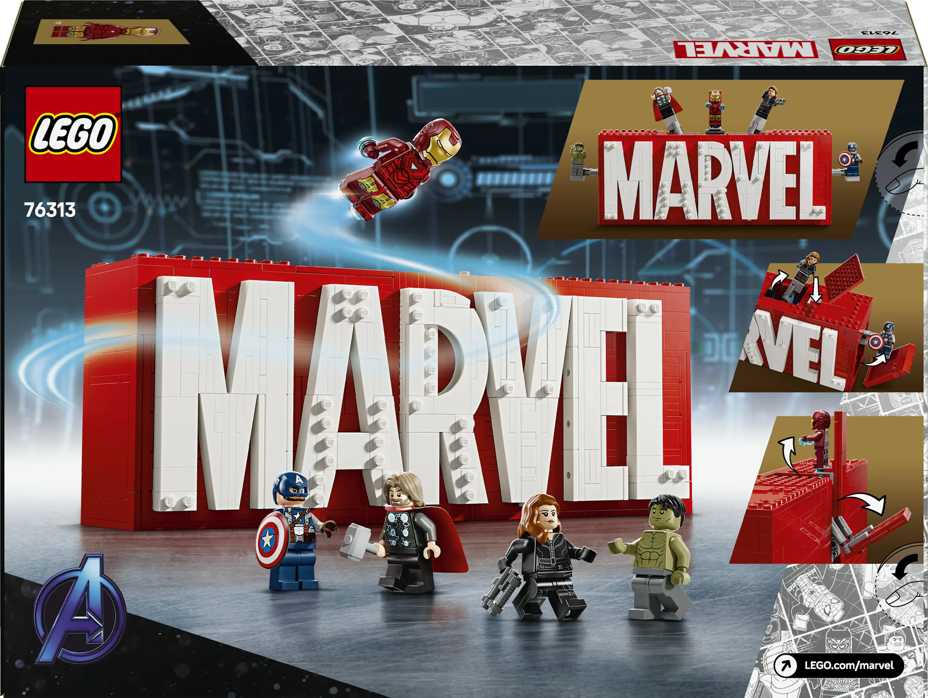 LEGO Marvel MARVEL logo and minifigures 76313