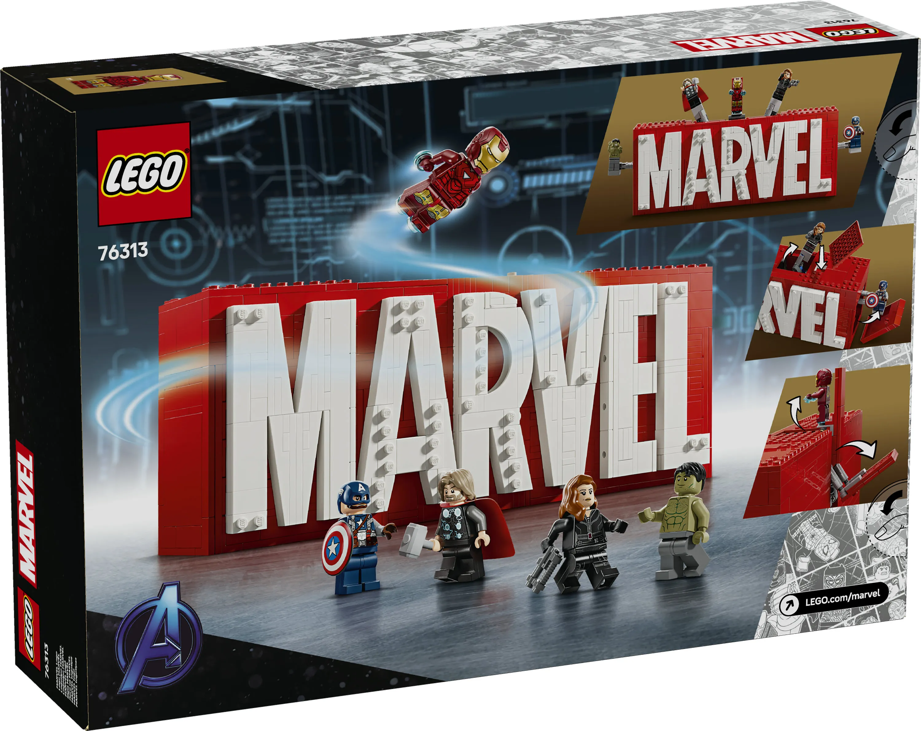 LEGO Marvel MARVEL logo and minifigures 76313