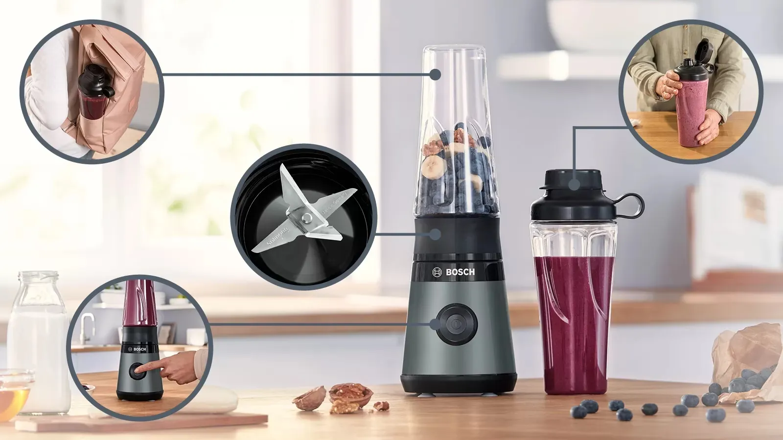 Bosch Series 2 VitaPower MMB2111S 450W 0.6L Blender, Silver