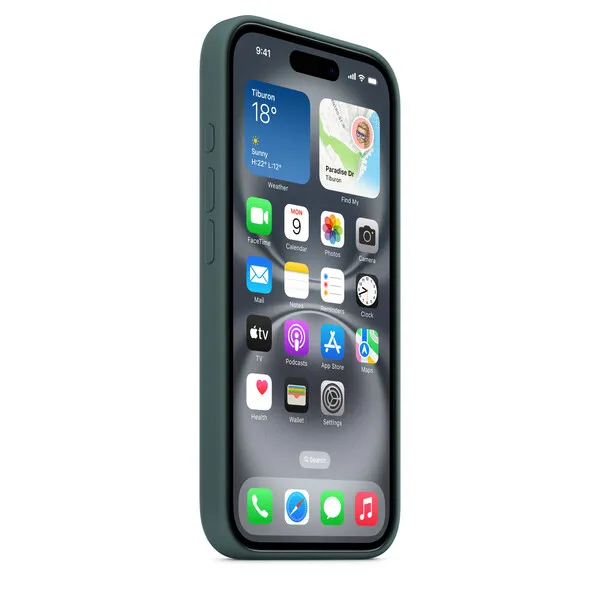 Apple iPhone 16, MagSafe - silicone case, Lake Green
