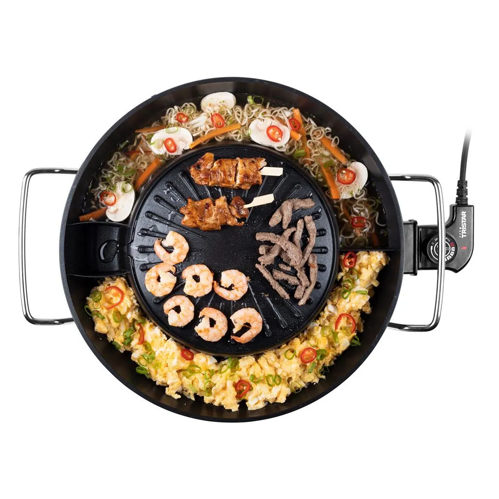 TRISTAR PZ-9131 Electric Hot Pot and Korean Grill, 3 l, 1800 w, Black