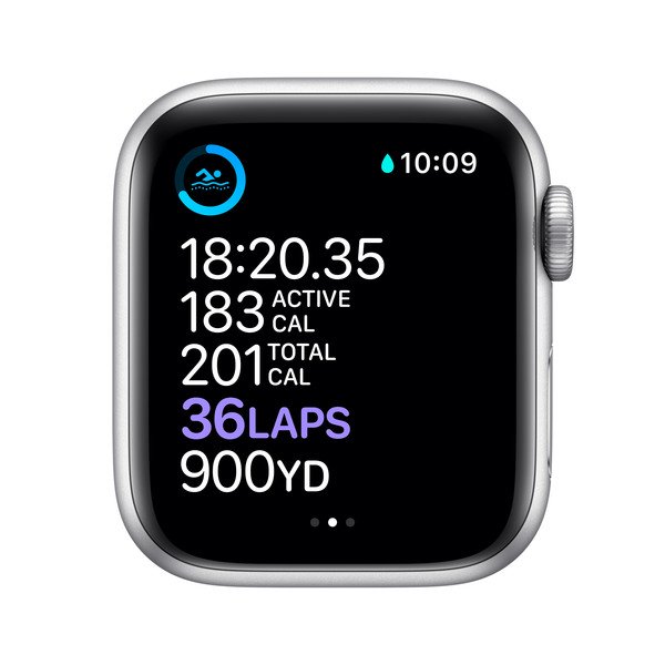 Apple Watch Series 6 GPS + Cellular, 40mm Silver Stainless Steel Case with White Sport Band - Regular