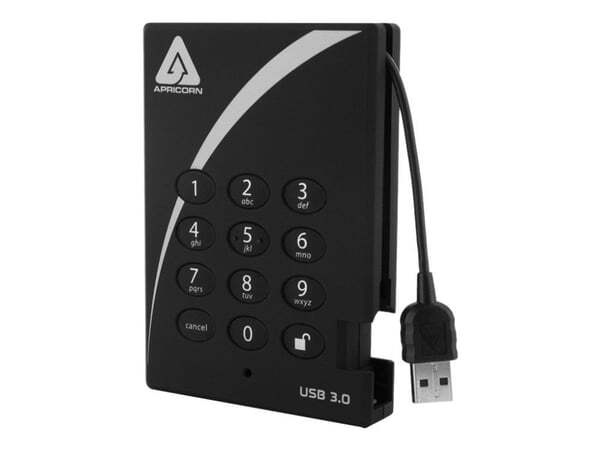 LENOVO Aegis Apricorn Padlock 3.0 500GB 2.5" Rugged external HDD, Black