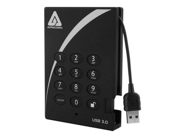 LENOVO Aegis Apricorn Padlock 3.0 500GB 2.5" Rugged external HDD, Black