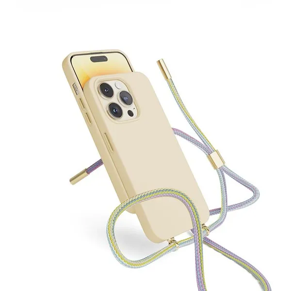 Epico Silicone Necklace, iPhone 14 Plus -suojakuori, Vaaleanpunainen