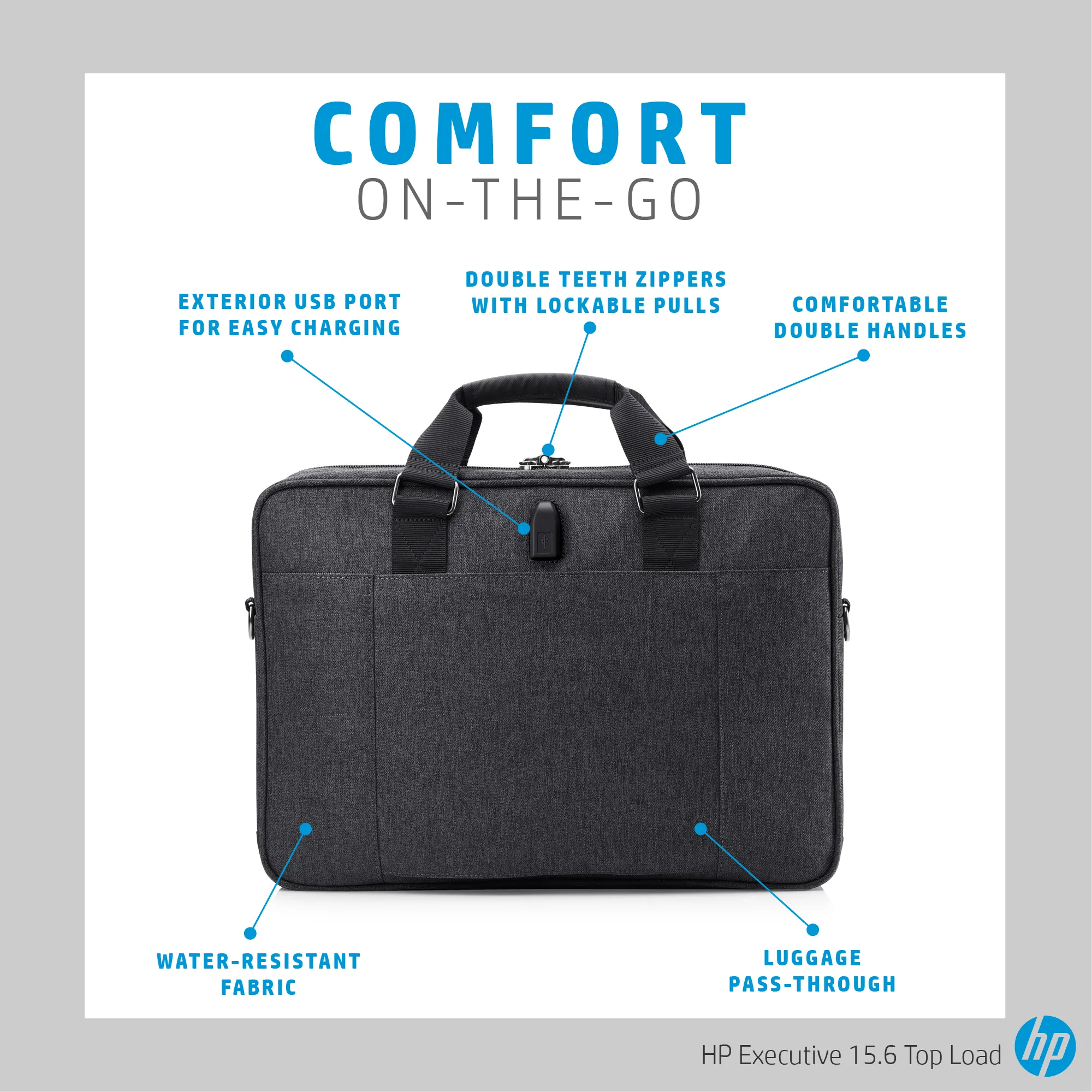 HP Executive Top Load - Kannettavan tietokoneen kantolaukku - 15.6" - musta malleihin HP 25X G8, ProBook 430 G8, 440 G8, 630 G8, 635, 640 G8, 650 G8, ZBook Powe