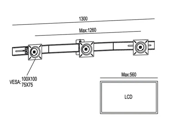 Multibrackets M Public Display Stand Triple Screen Mount - Wall mount tuotteelle LCD nestekiden&auml;ytt&ouml; / plasma TV - musta