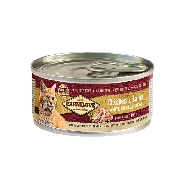 Carnilove Chicken & Lamb, V&aring;tfoder f&ouml;r katt, Adult, Urinv&auml;gs- och njurh&auml;lsa, 100 g