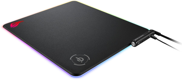 ASUS ROG Balteus Qi RGB -pelihiirimatto langattomalla latausalustalla, 320x370 mm, musta