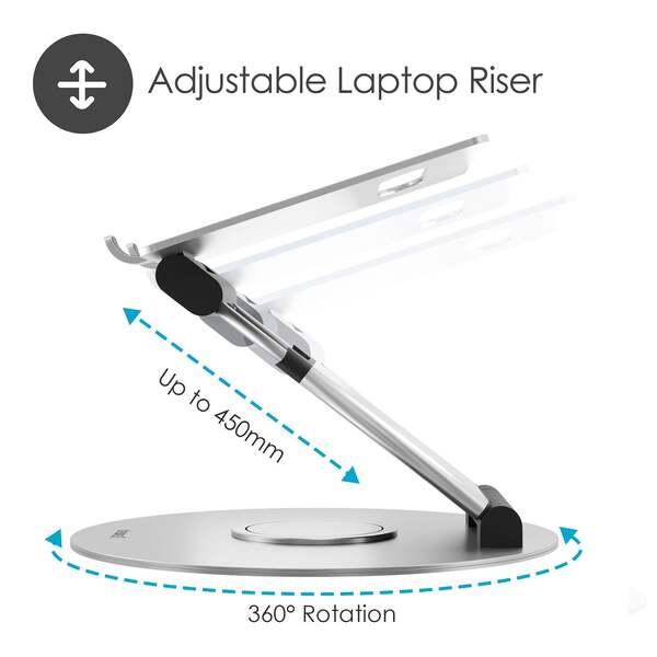 DESIRE2 Sit- Stand Supreme 360 Laptop Riser Aluminum