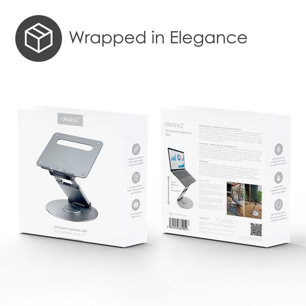 DESIRE2 Sit- Stand Supreme 360 Laptop Riser Aluminum