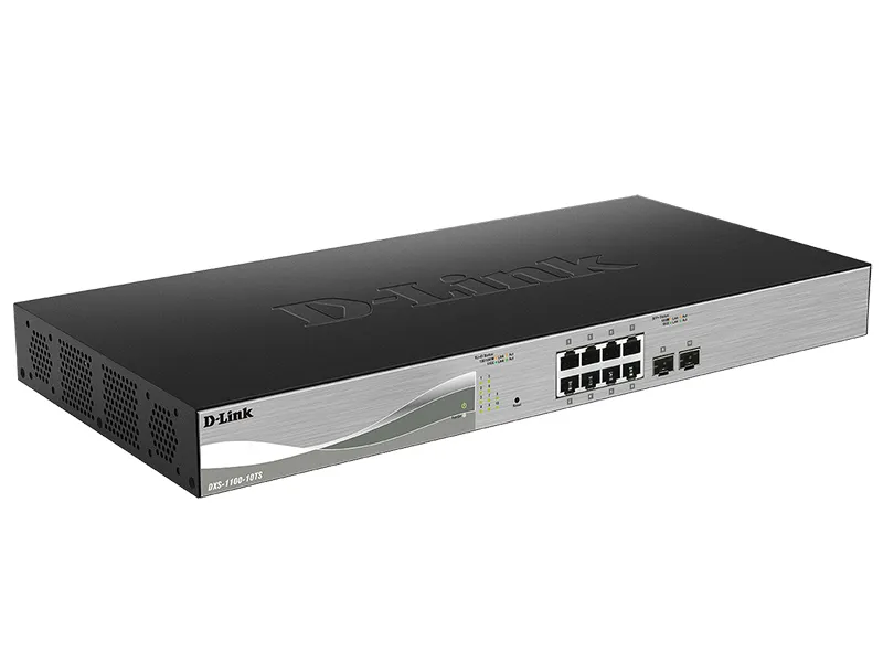 D-Link DXS 1100-10TS - Kytkin - smart - 8 x 10GBase-T + 2 x 10 Gigabit SFP+ - r&auml;kkiin asennettava