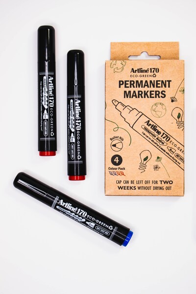 ARTLINE ECO-GREEN 170, 2mm, 4 st, bl&aring;/r&ouml;d - permanent marker