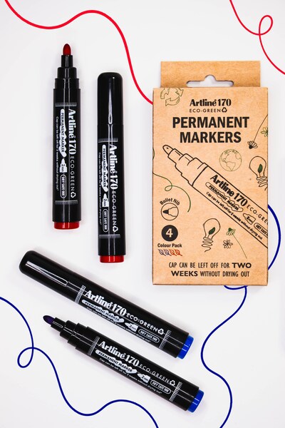 ARTLINE ECO-GREEN 170, 2mm, 4 st, bl&aring;/r&ouml;d - permanent marker