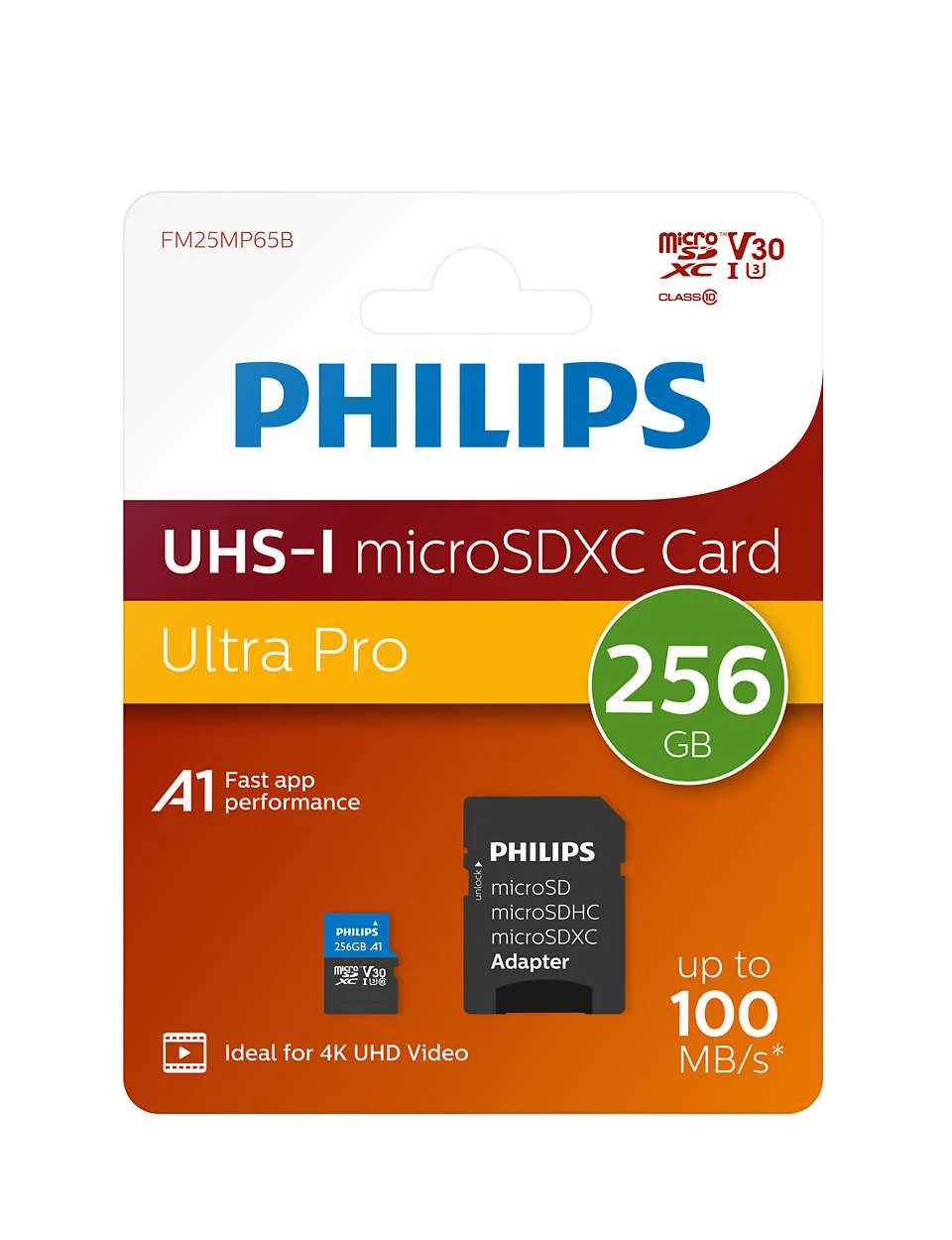 Philips Micro SDXC Card 256GB Class 10 UHS-I U3 incl. Adapter