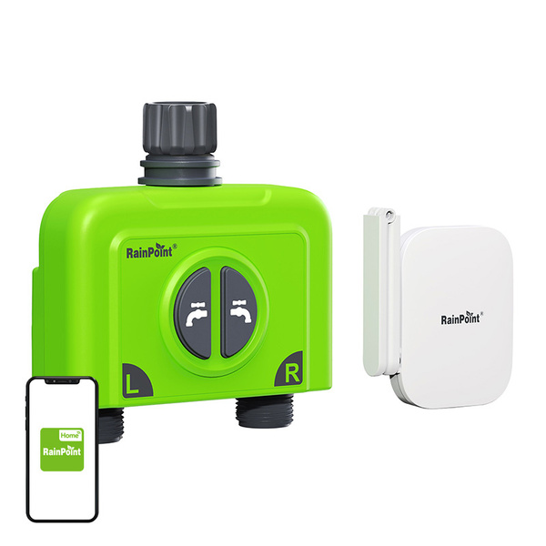 RAINPOINT HTV245FRF 2-zons smart Wi-Fi-bevattningsdator med HWG023 Wi-Fi-gateway