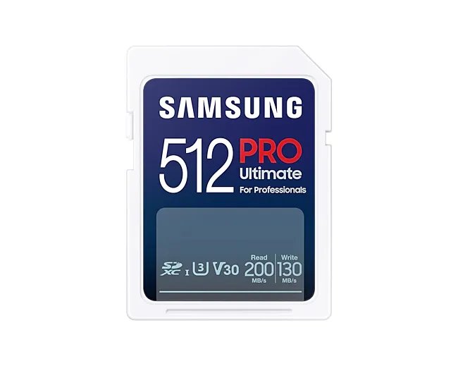 Samsung PRO Ultimate 512GB SDXC UHS-I U3 V30 A2 card with SD card reader, Black/White