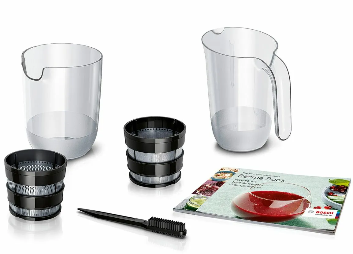 Bosch VitaExtract MESM500W -juicer, white/blackBoschin hidas mehustin VitaExtract MESM500W tekee vaikutuksen ohuella muotoilullaan ja hitaalla uuttamisella. Gen