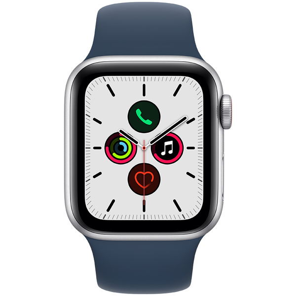 Apple Watch SE GPS + Cellular, 40mm Silver Aluminium Case with Abyss Blue Sport Band - Regular