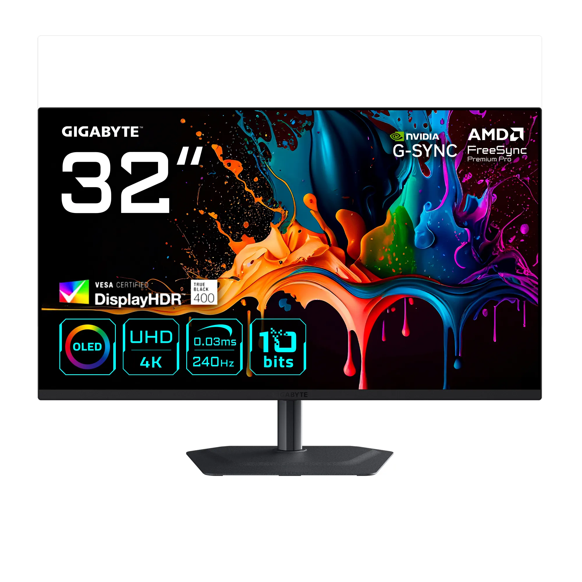 Gigabyte MO32U2 31.5" 4K UHD, QD-OLED, 240Hz -pelin&auml;ytt&ouml;, USB-C hub