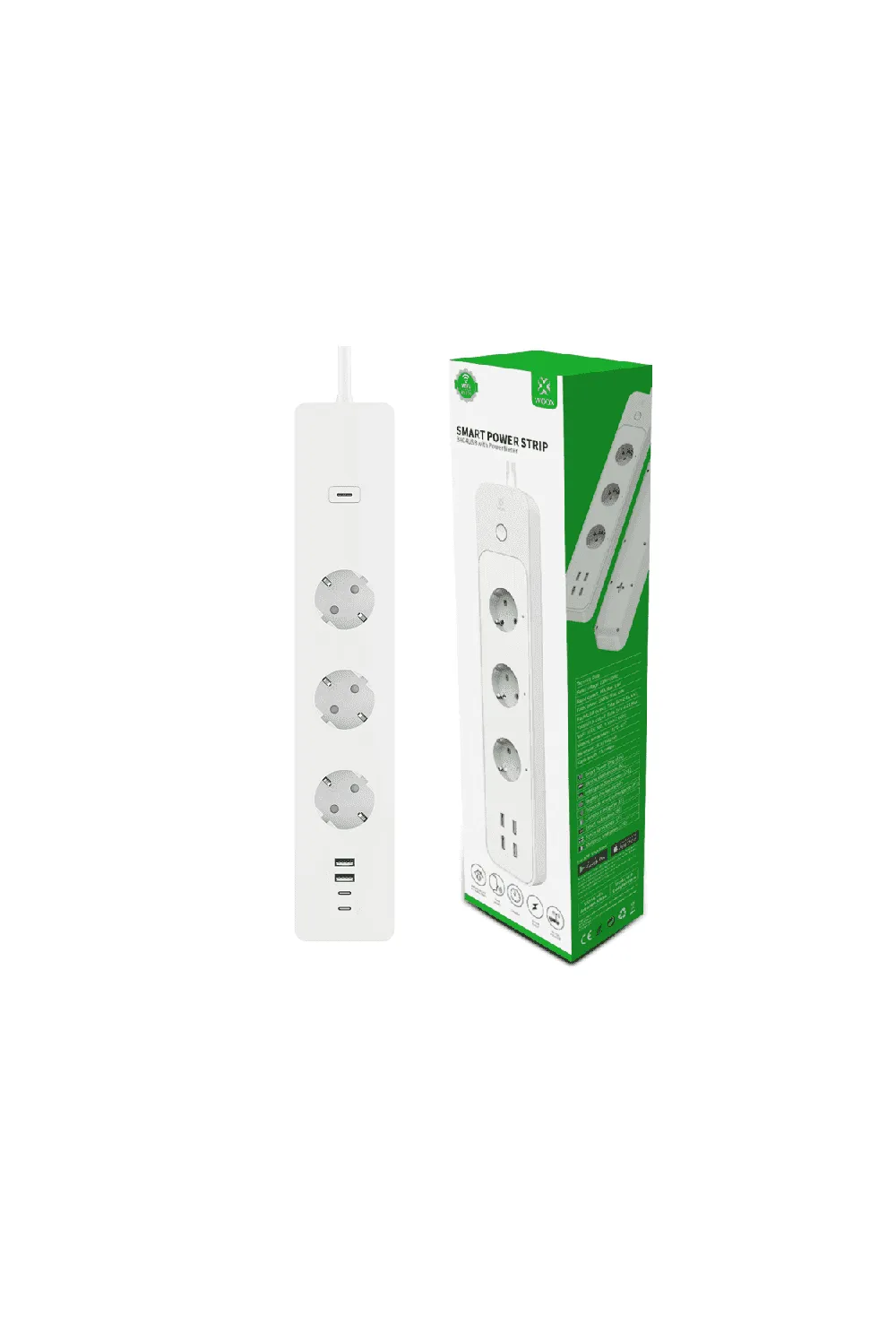 Woox Smart Multi Plug R6132 - smart uttag, 3x uttag, 2x USB-A, 2x USB-C, Wi-Fi