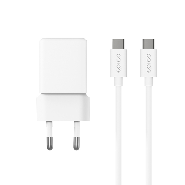 Epico UltraBoost GaN 20W Wall Charger EA20 with 1.2m USB-C Cable - white