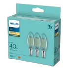 Philips LED Filament Candle 4.3W (40W) E14 470lm 2700K Warm White, 3-pack