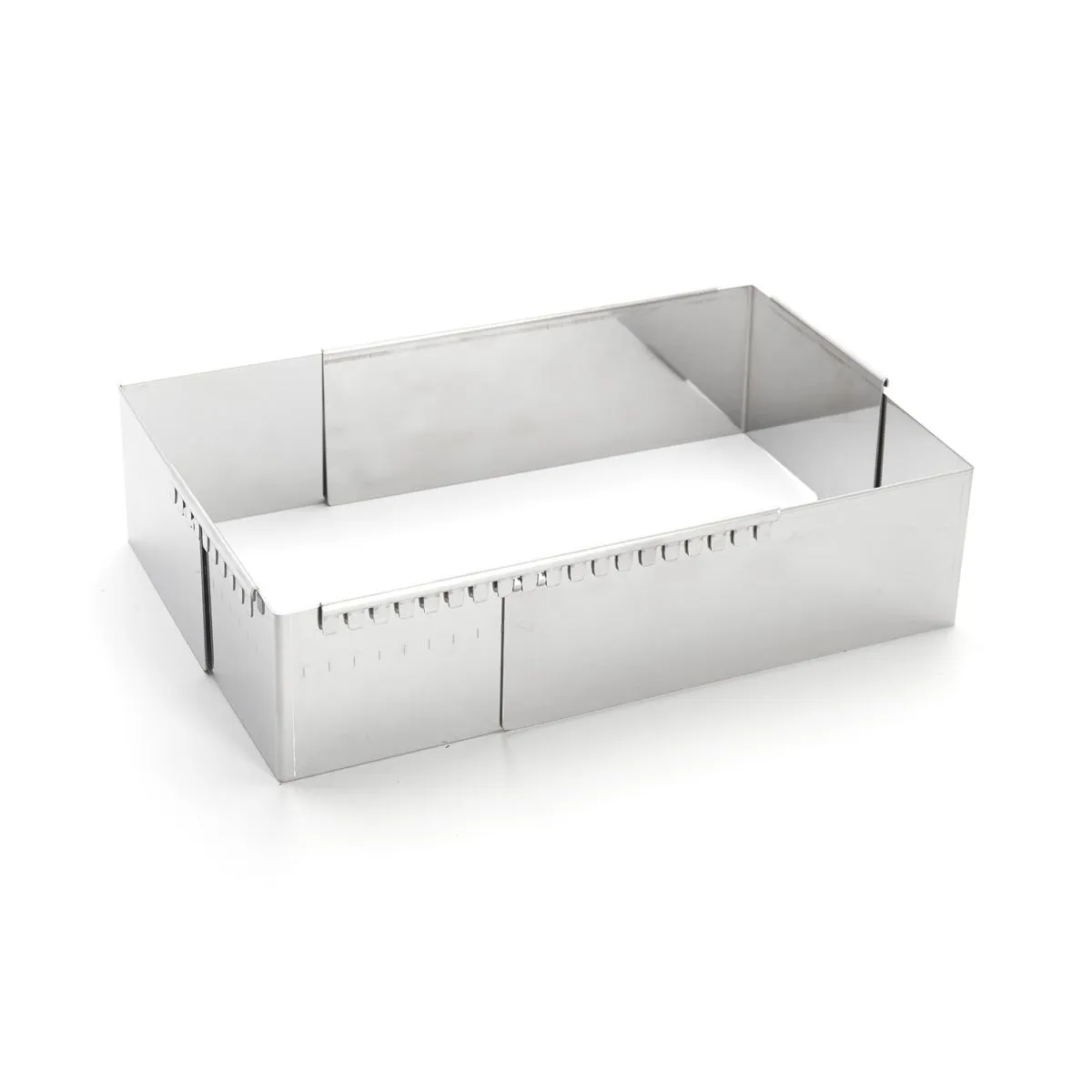 De Buyer 3013.21 S&auml;&auml;dett&auml;v&auml; suorakulmainen leivontakehys, 21,5&ndash;40 x 11,5&ndash;21 cm, 75 mm, ruostumaton ter&auml;s