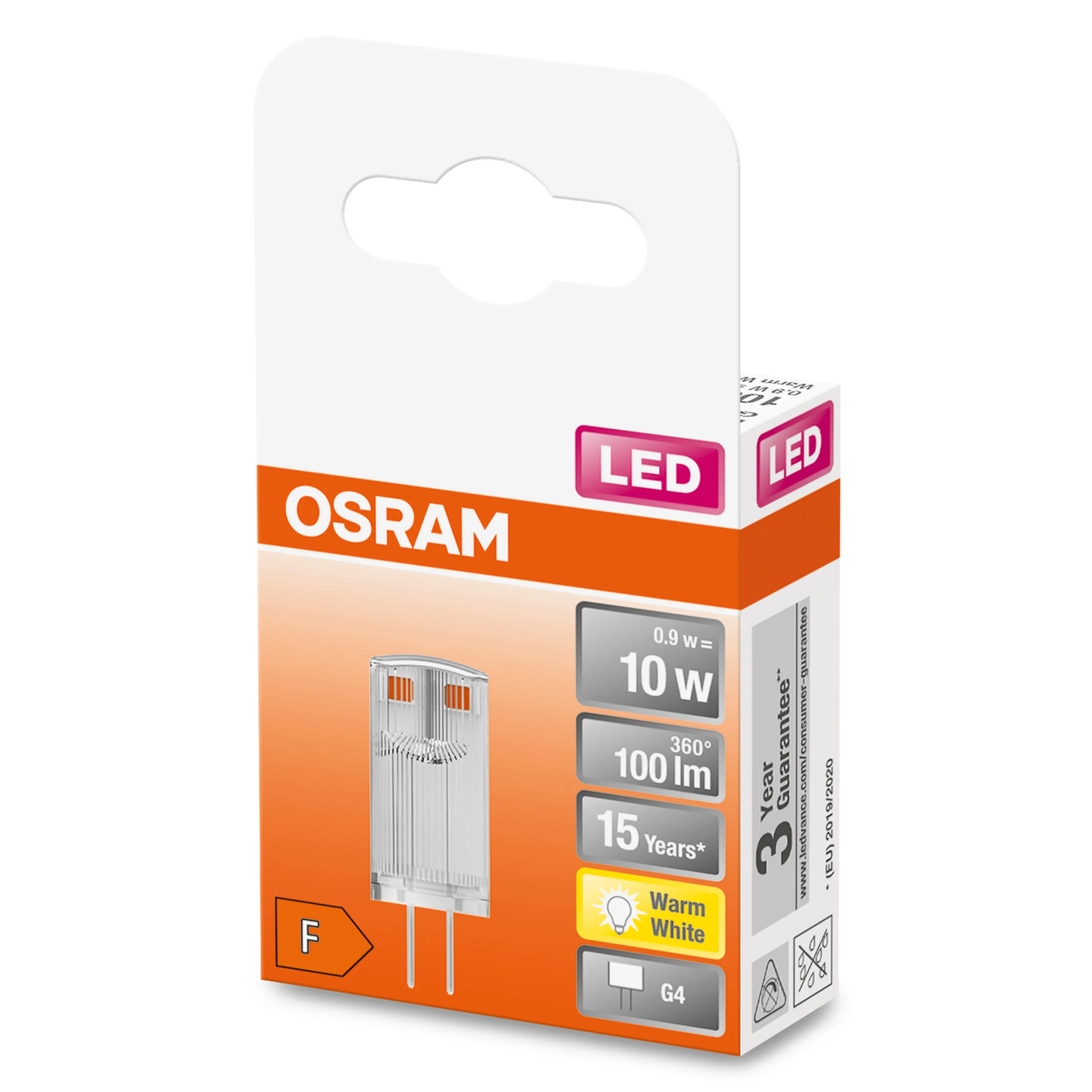 OSRAM LED PIN 10 0.9 Watt/827 Klar G4